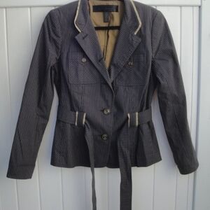 Apostrophe Women's Black and Tan Striped Blazer Size 18W